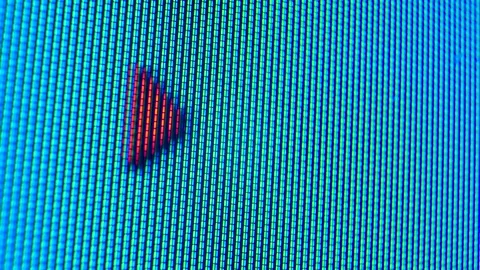 Working pixels in the screen color TV, with a video playback close up. Red Stock Footage 145913944