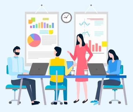 Working Place for Coders and Brokers Business 스톡 일러스트