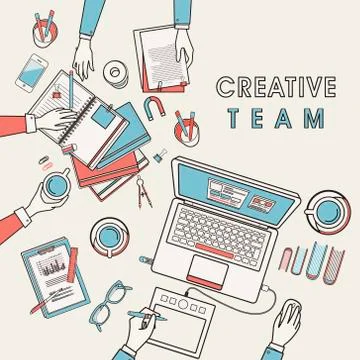 Working place of creative team 스톡 일러스트