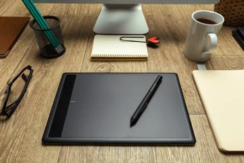Working place of designer, close-up Stock Photos