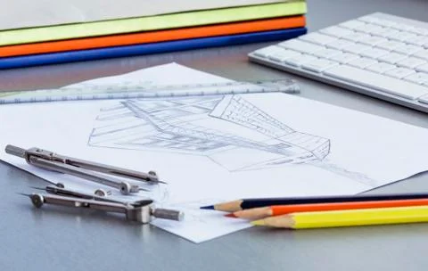 Working place of designer Stock Photos