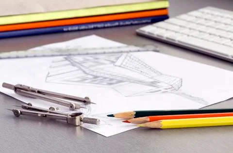 Working place of designer Stock Photos