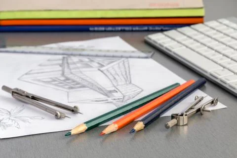 Working place of designer Stock Photos