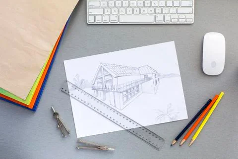 Working place of designer Stock Photos