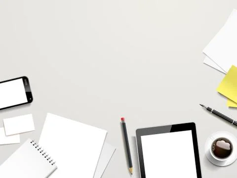 Working place elements on white background Illustrazione stock