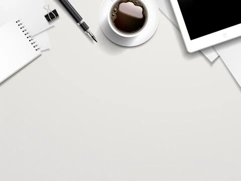 Working place elements on white table Stock Illustration