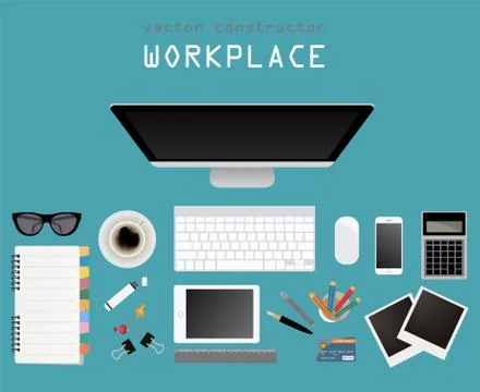 Working place in flat design. Constructor of your own work space Stockillustratie