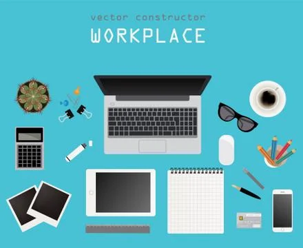 Working place in flat design. Constructor of your own work space Stockillustratie
