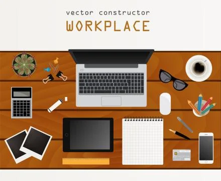 Working place in flat design. Constructor of your own work space 库存插图