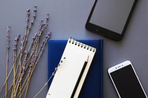 Working place flatlay Stock Photos
