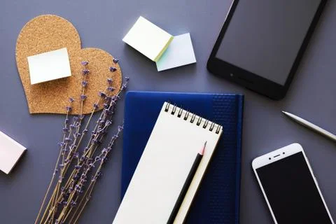 Working place flatlay Stock Photos