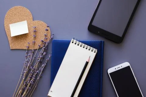 Working place flatlay Stock Photos
