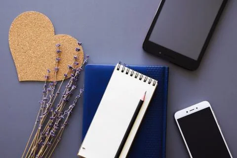 Working place flatlay Stock Photos