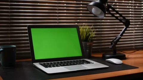Working place laptop on the table, Home office. Stock Footage 98121321
