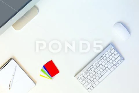 Working Place modern Entrepreneur in White Table with Business cards Stock Photos