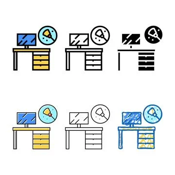 Working place table cleaning color icon styles vector Stockillustratie