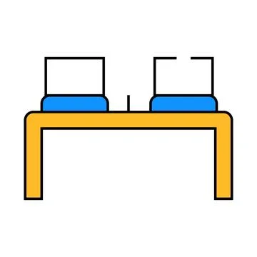 Working place table with laptop icon color illustration イラスト素材