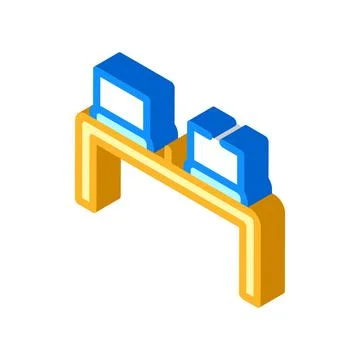 Working place table with laptop isometric icon vector illustration イラスト素材