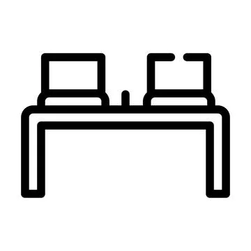 Working place table with laptop line icon vector illustration イラスト素材