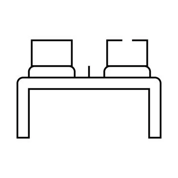 Working place table with laptop line icon vector illustration イラスト素材