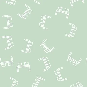 Working place table with laptop line vector seamless pattern イラスト素材