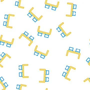 Working place table with laptop vector seamless pattern イラスト素材