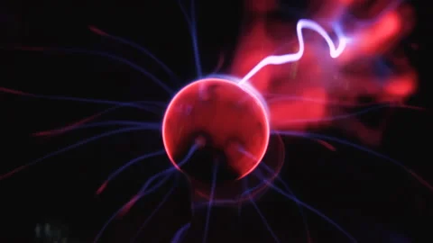 Working plasma globe or plasma lamp is a clear glass ball filled with a mixture Video stock 168772686