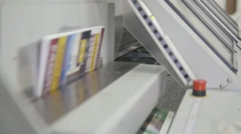 Working polygraph machine, printing industry, front view Stock Footage 67731254