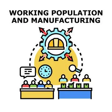 Working population and manufacturing industry development concept Stock Illustration