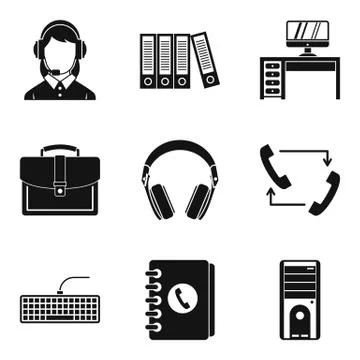 Working premise icons set, simple style Stock Illustration