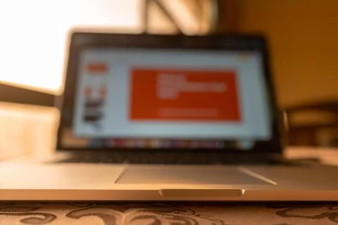 Working on a presentation | Work From Home (WFH), freelance, school home work Stock Photos