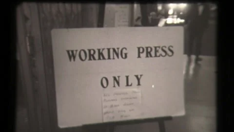 Working Press Only Sign at Democratic National Convention, Reporter, Journalist Stock Footage 130698846