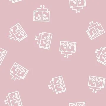 Working principle line vector seamless pattern black Stock Illustration