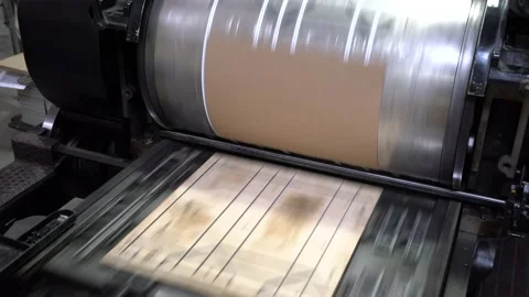 Working printing equipment in a typography workshop Stock Footage 225262006