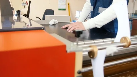 Working printing machine, polygraph industry Stock Footage 76935034