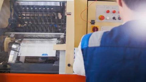 Working printing machine, polygraph industry Stock Photos