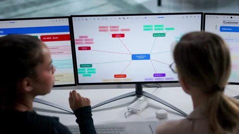 Working On Process Automation Diagram, Customer Journey Map Stock Footage 328399693