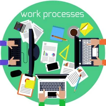Working process of business team concept Illustrazione stock