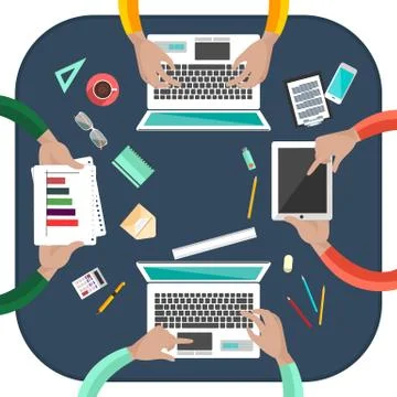 Working process of business team concept Stock Illustration