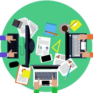 Working process of business team concept Illustrazione stock