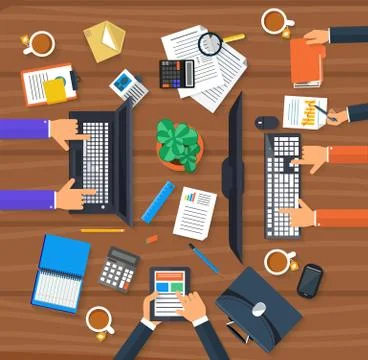Working process of business team concept Stock Illustration