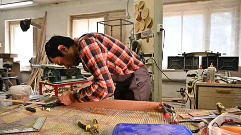 Working process in the carpentry workshop Stock Footage 132781851