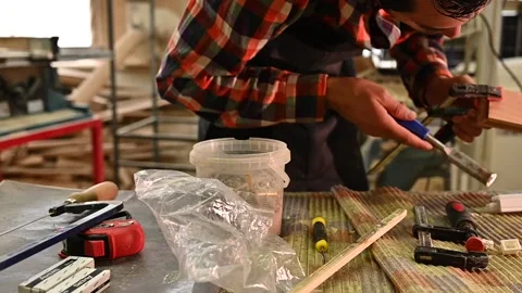 Working process in the carpentry workshop Stock Footage 132781986