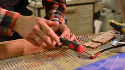 Working process in the carpentry workshop Stock Footage 132782044