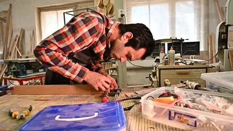 Working process in the carpentry workshop Stock Footage 132782189