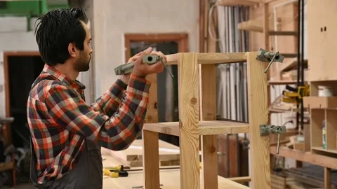 Working process in the carpentry workshop Stock Footage 134163571