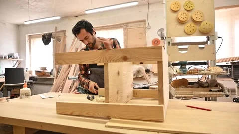 Working process in the carpentry workshop Stock Footage 134163577