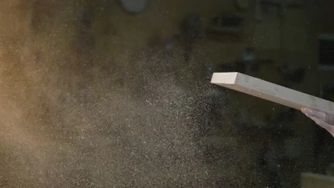 Working process in the carpentry workshop. A man Using Electric Sander for wood Stock Footage 201335023