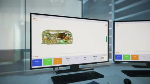 Working Process Of A Control Panel For X-ray Tsa Check On Computer Monitors Vídeo Stock 209866393