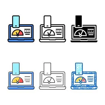 Working process electronic devices color types icon vector Stock Illustration